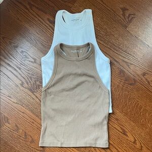 Abercrombie & Fitch Tan and White Tank Tops